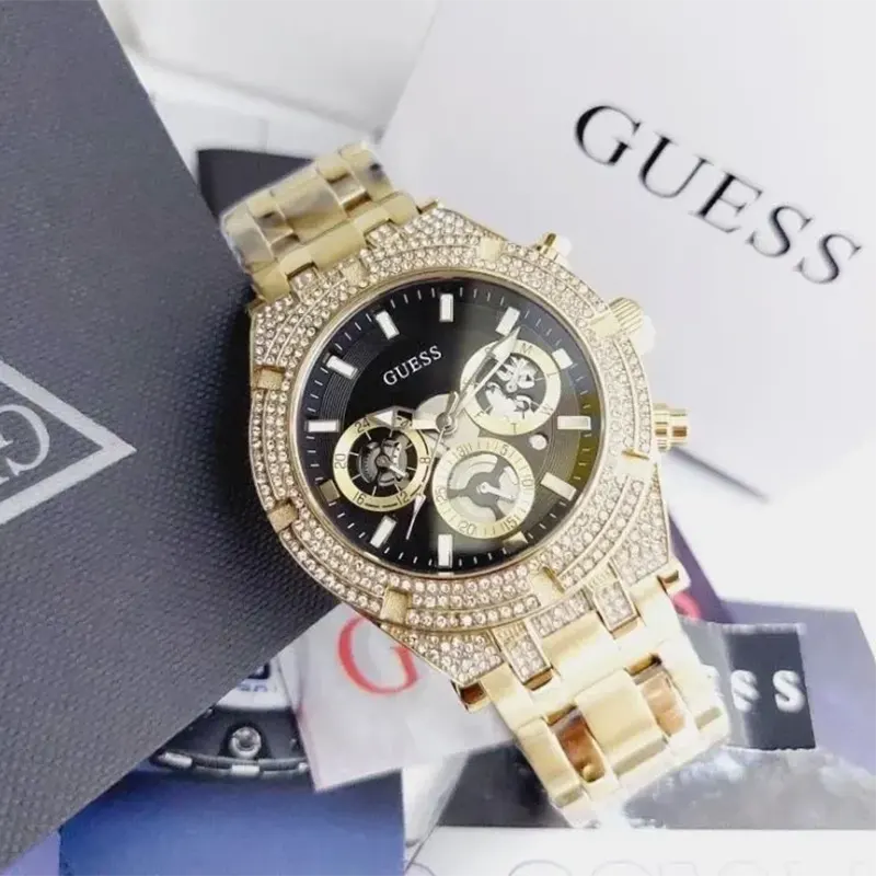 Guess Multifunction Black Dial Gold-tone Fashion Men's Watch- GW0455G2